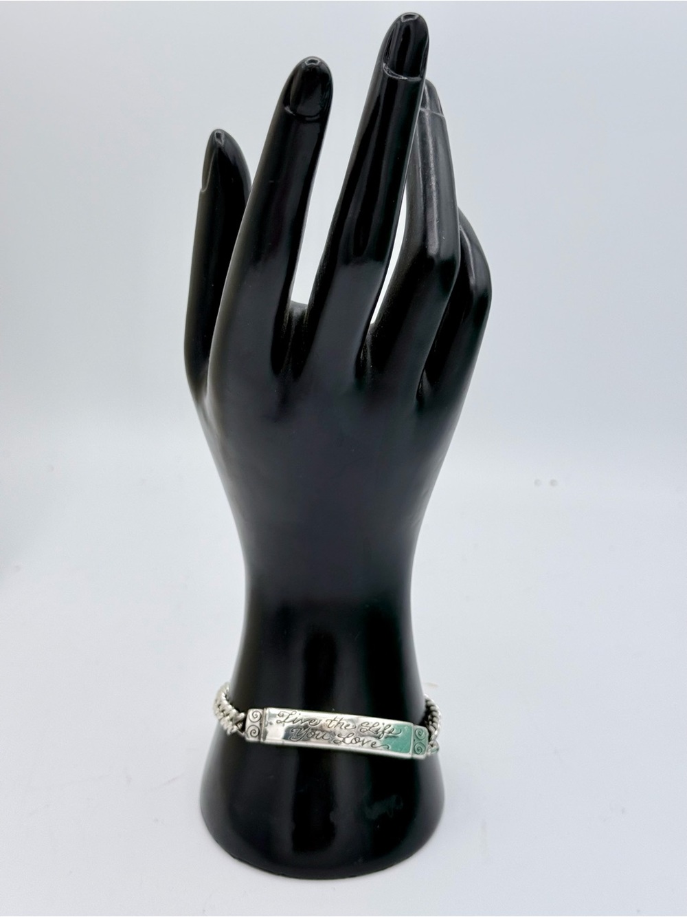 Brighton Silver Tone "Live the Life You Love" Script ID Link Bracelet